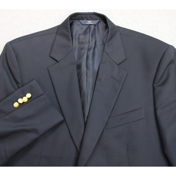 Brooks Brothers 346 Blazer Mens Size 42R Navy Blue 100% Wool Gold Buttons - Picture 1 of 11